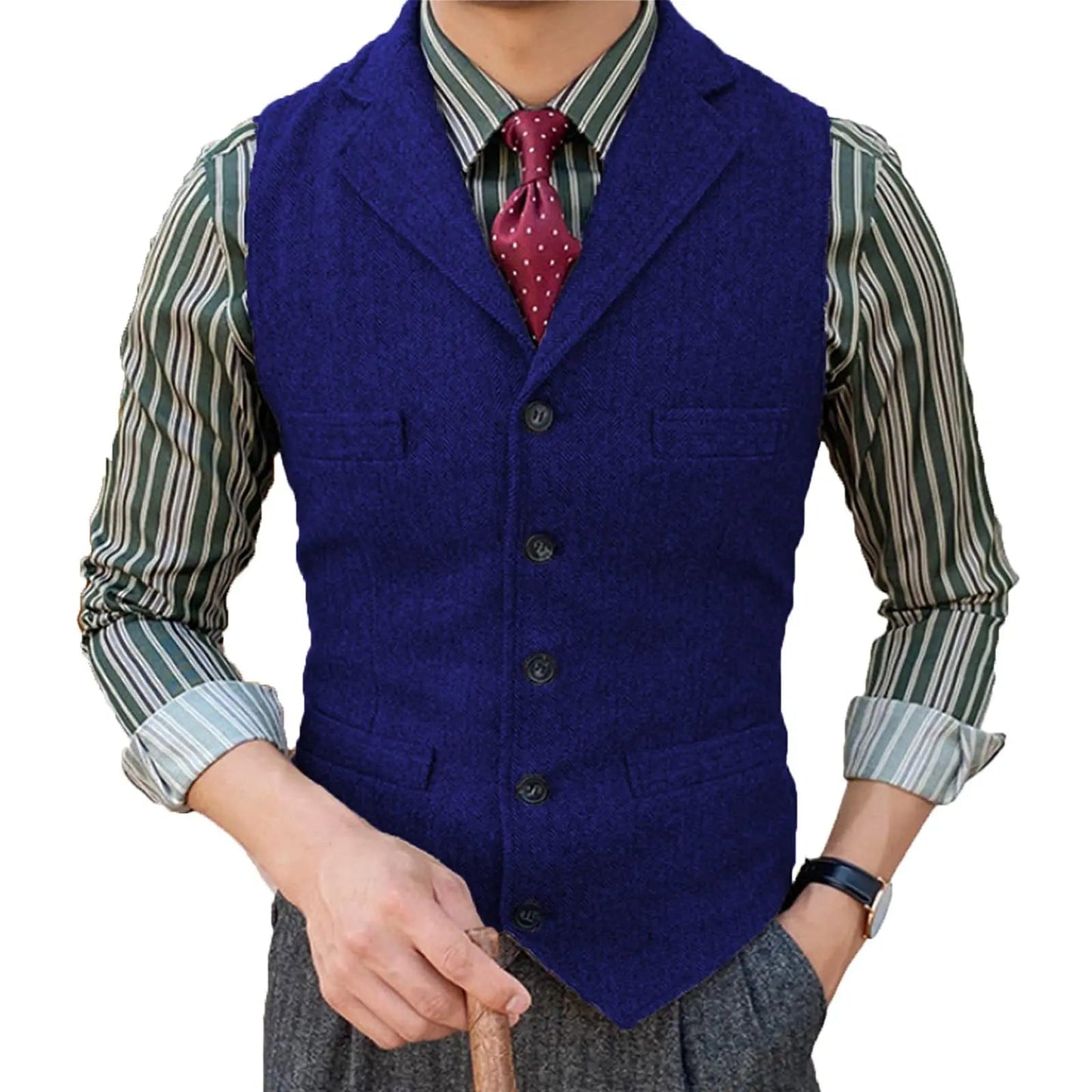 Herringbone Suit Vest – Timeless Wool Design for Elegant Formal and Casual Styling 12