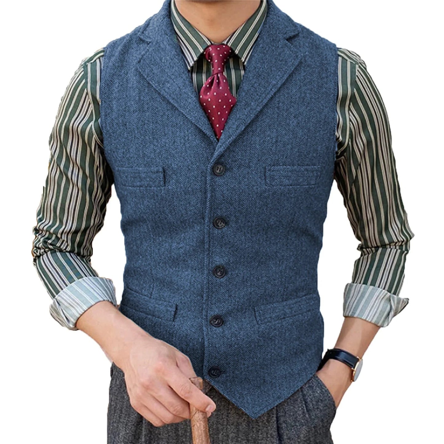 Herringbone Suit Vest – Timeless Wool Design for Elegant Formal and Casual Styling 13