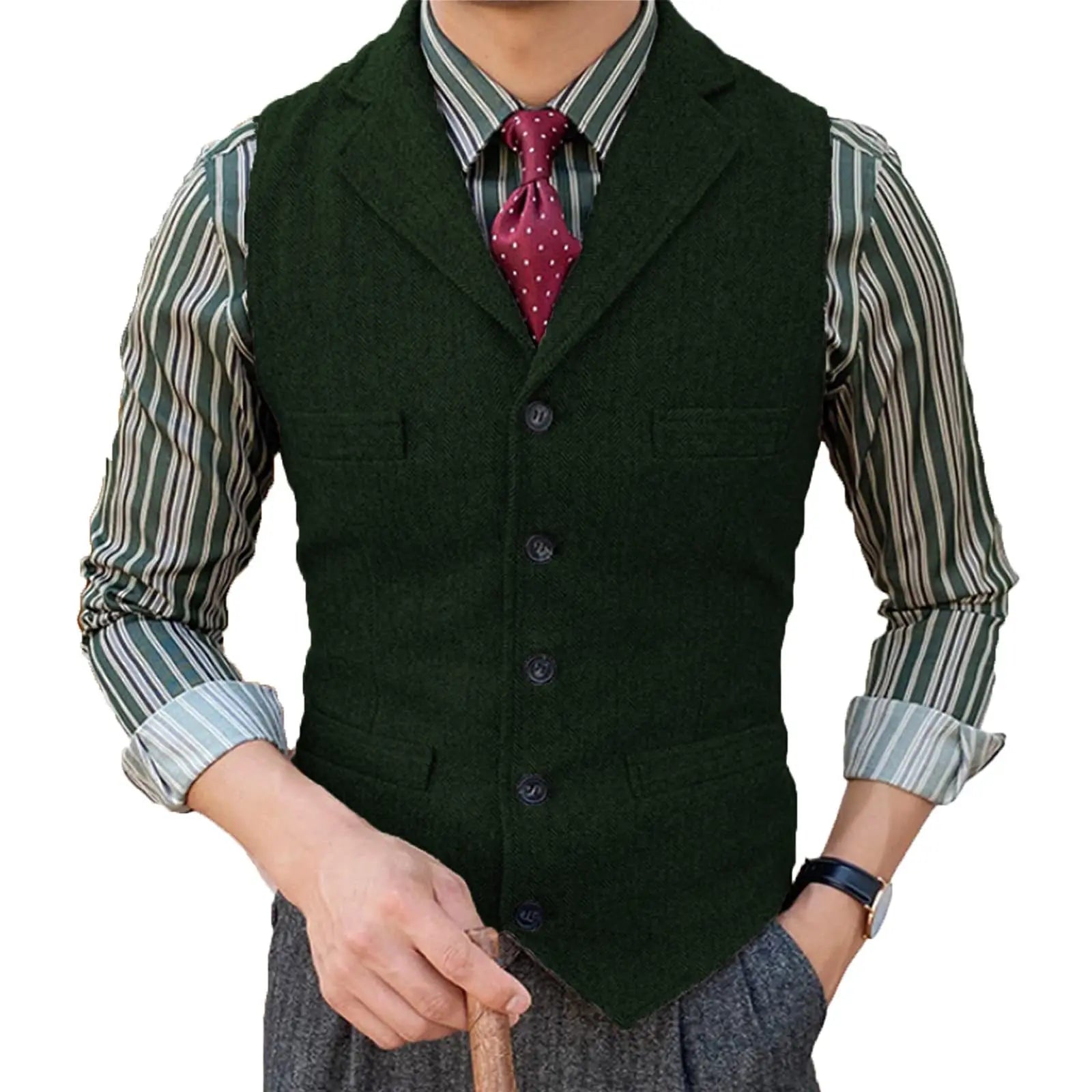 Herringbone Suit Vest – Timeless Wool Design for Elegant Formal and Casual Styling 8