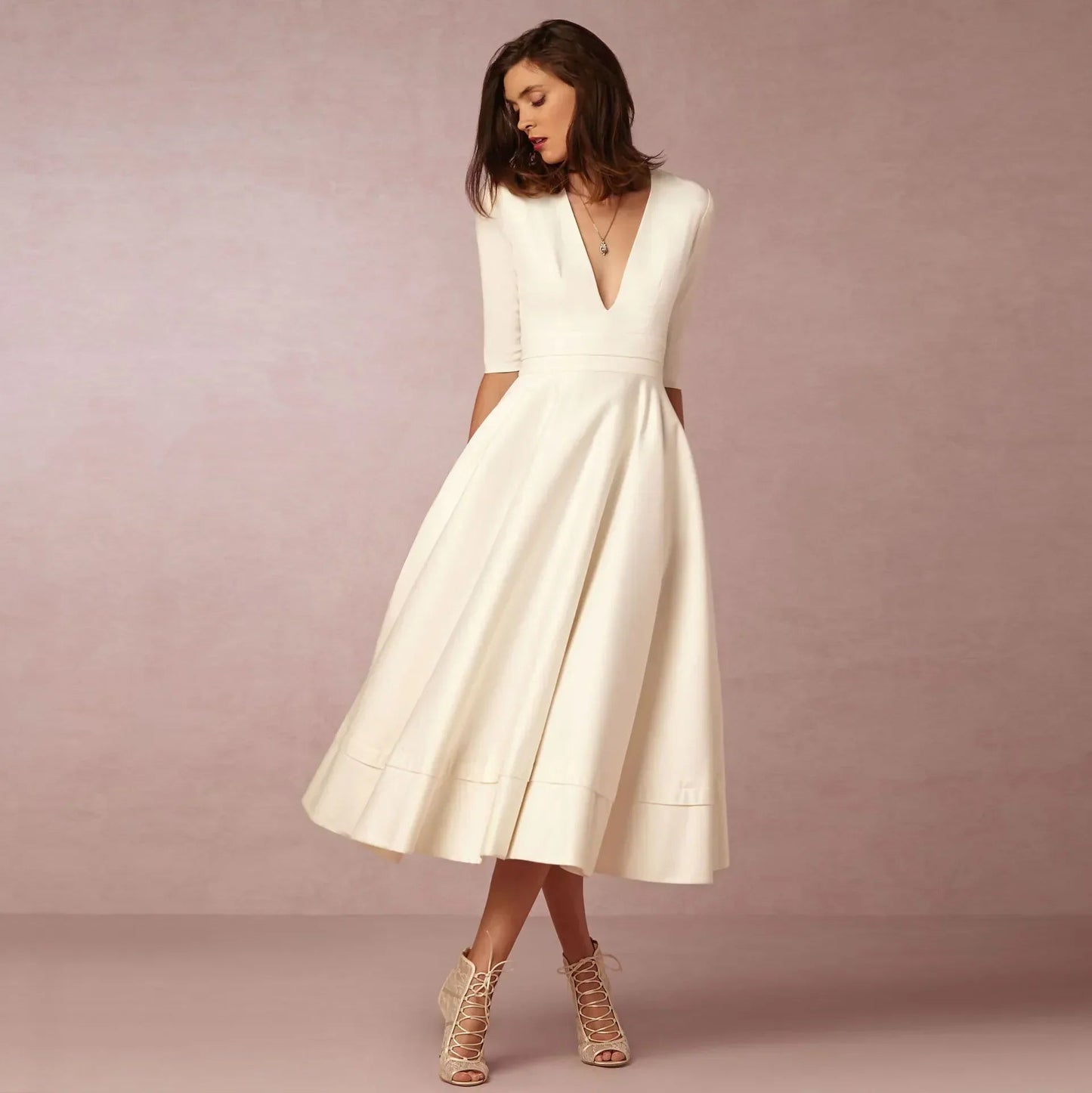Holly | Women Ivoire Midi Dress Fitted Elegant Cut 1
