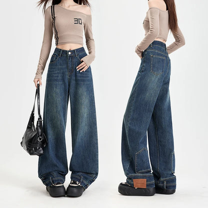 Ins Fashion American Retro Baggy High Waisted Jeans Woman High Street Denim Pants Reversible Trousers Streetwear Y2K Loose Jeans 4
