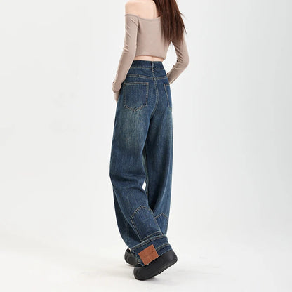 Ins Fashion American Retro Baggy High Waisted Jeans Woman High Street Denim Pants Reversible Trousers Streetwear Y2K Loose Jeans 5