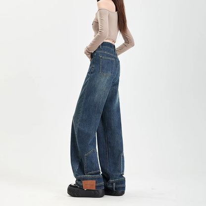 Ins Fashion American Retro Baggy High Waisted Jeans Woman High Street Denim Pants Reversible Trousers Streetwear Y2K Loose Jeans 6