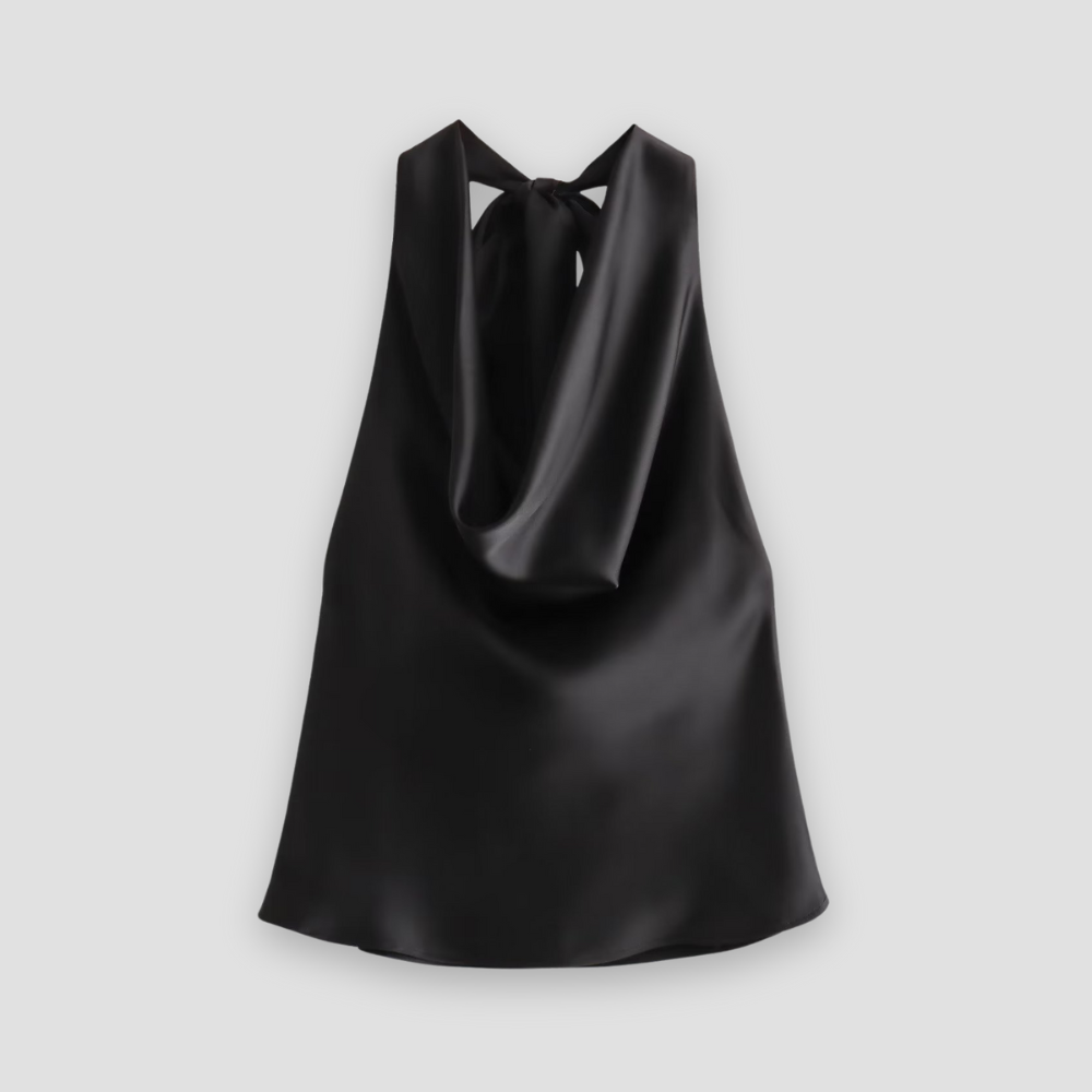 Isabella | Chic Draped Satin Tank with Halter Tie - Lumina 7