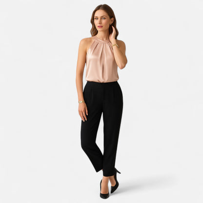 Isabella | Elegant Pleated Draped Satin Tank Top - Lumina 2