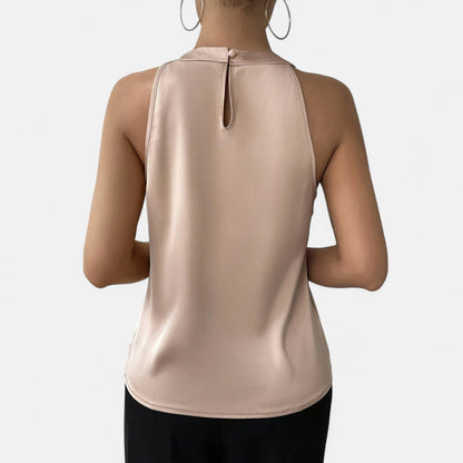 Isabella | Elegant Pleated Draped Satin Tank Top - Lumina 6