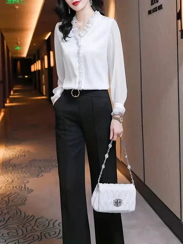 Isabella | Elegant Ruffle Blouse with Graceful Sleeves - Lumina 5