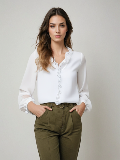 Isabella | Elegant Ruffle Blouse with Graceful Sleeves - Lumina 7