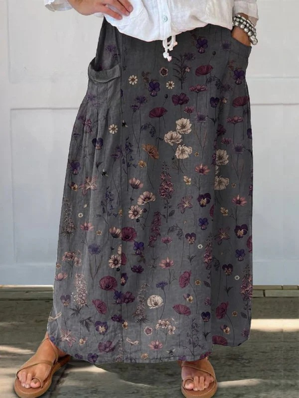 Ivy™ | Flower Art  Print Pocket Skirt 0