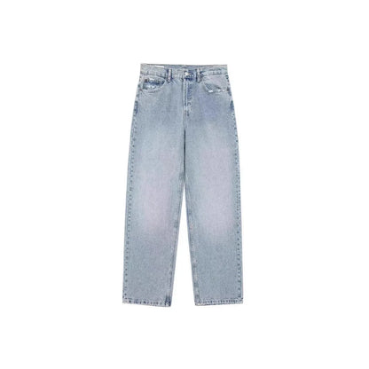 Japan and South Korea Casual Straight Leg Jeans, Women Four Seasons New Fashion Loose and Comfortable Washed Edge Grinding Jeans 3
