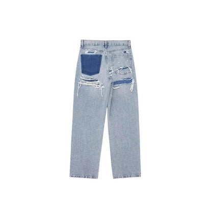 Japan and South Korea Casual Straight Leg Jeans, Women Four Seasons New Fashion Loose and Comfortable Washed Edge Grinding Jeans 4