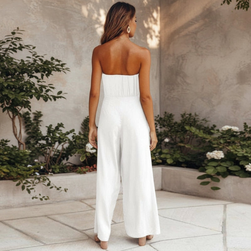 Julie | Women’s Trendy Wide-Leg Jumpsuit with Tie Waist Belt 4