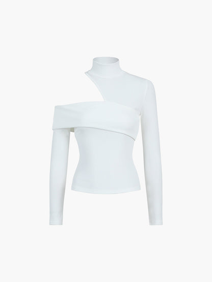 Kaia Asymmetrical High Neck Cutout Top 2