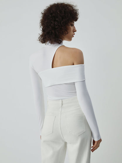 Kaia Asymmetrical High Neck Cutout Top 3