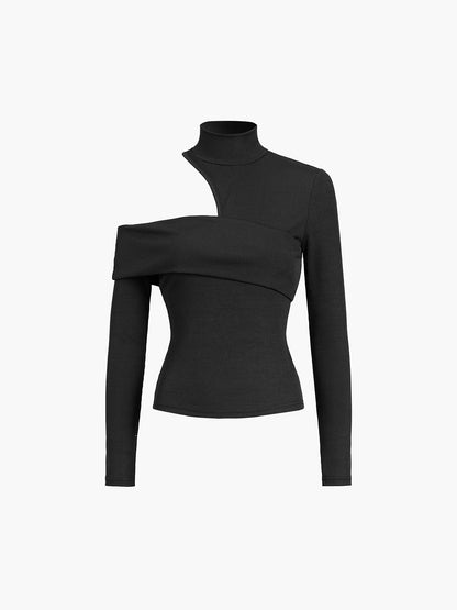 Kaia Asymmetrical High Neck Cutout Top 4
