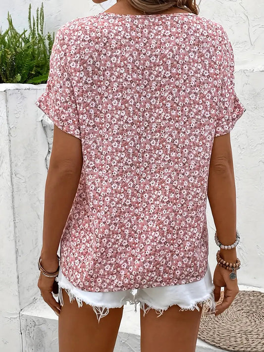 Katie | Relaxed Printed Button Top with Feminine Touch - Lumina 1