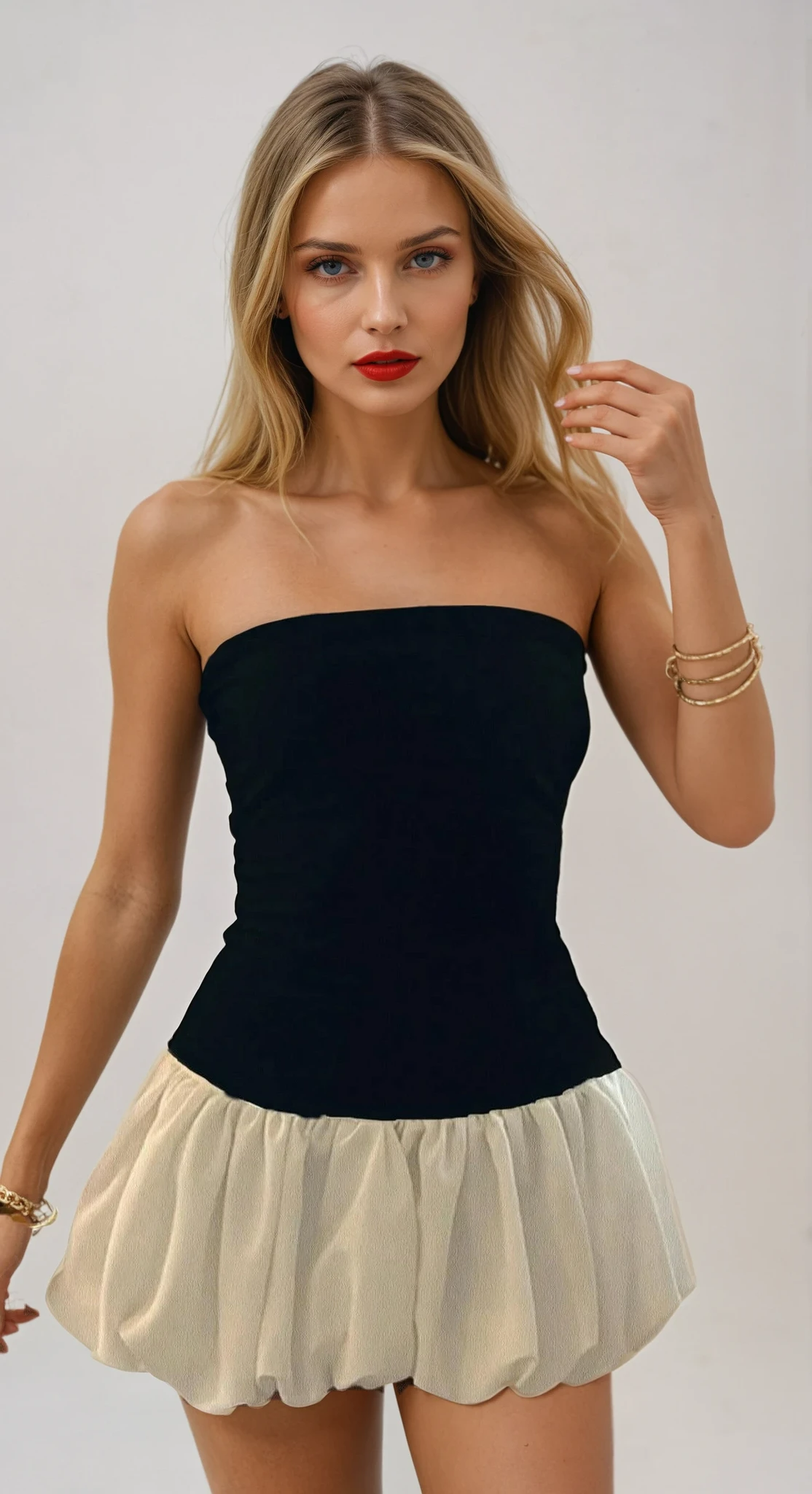 Kendall Drop-Waist Bubble-Hem Dress 1