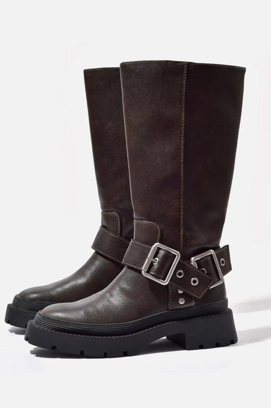 Knee-High Chunky Flat Boots 0