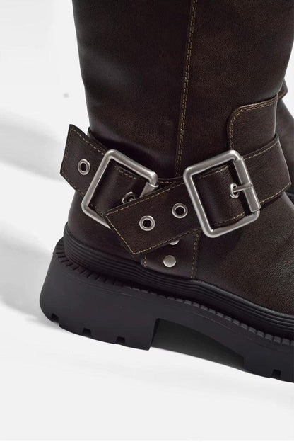 Knee-High Chunky Flat Boots 2