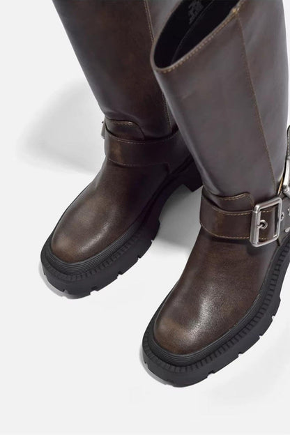 Knee-High Chunky Flat Boots 3