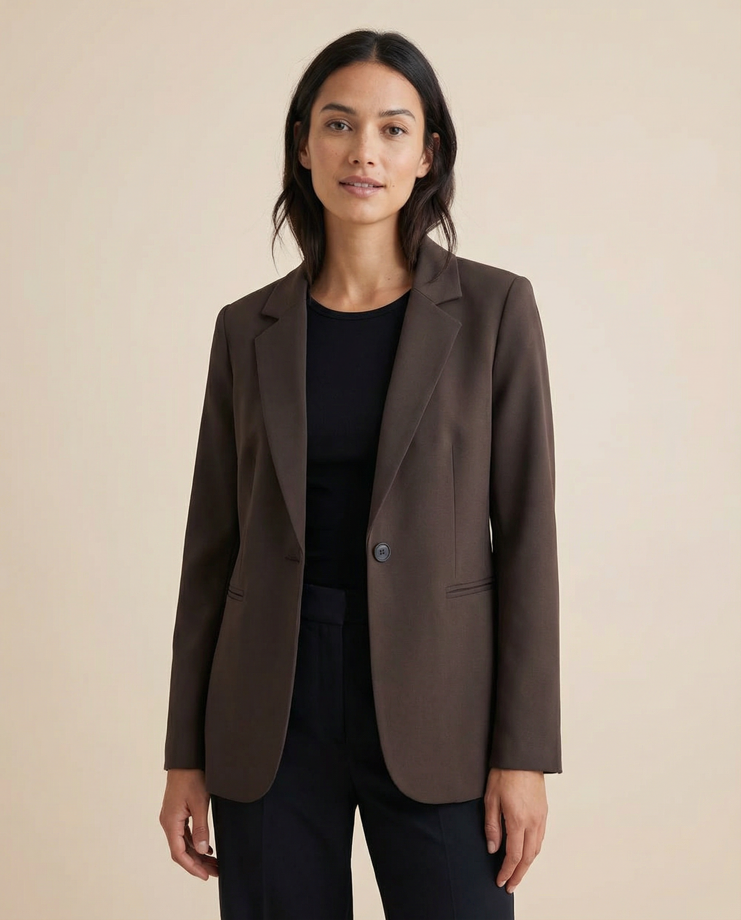 Korean Fashion Blazer – Tailored Dark Cocoa Slim Fit Jacket 0