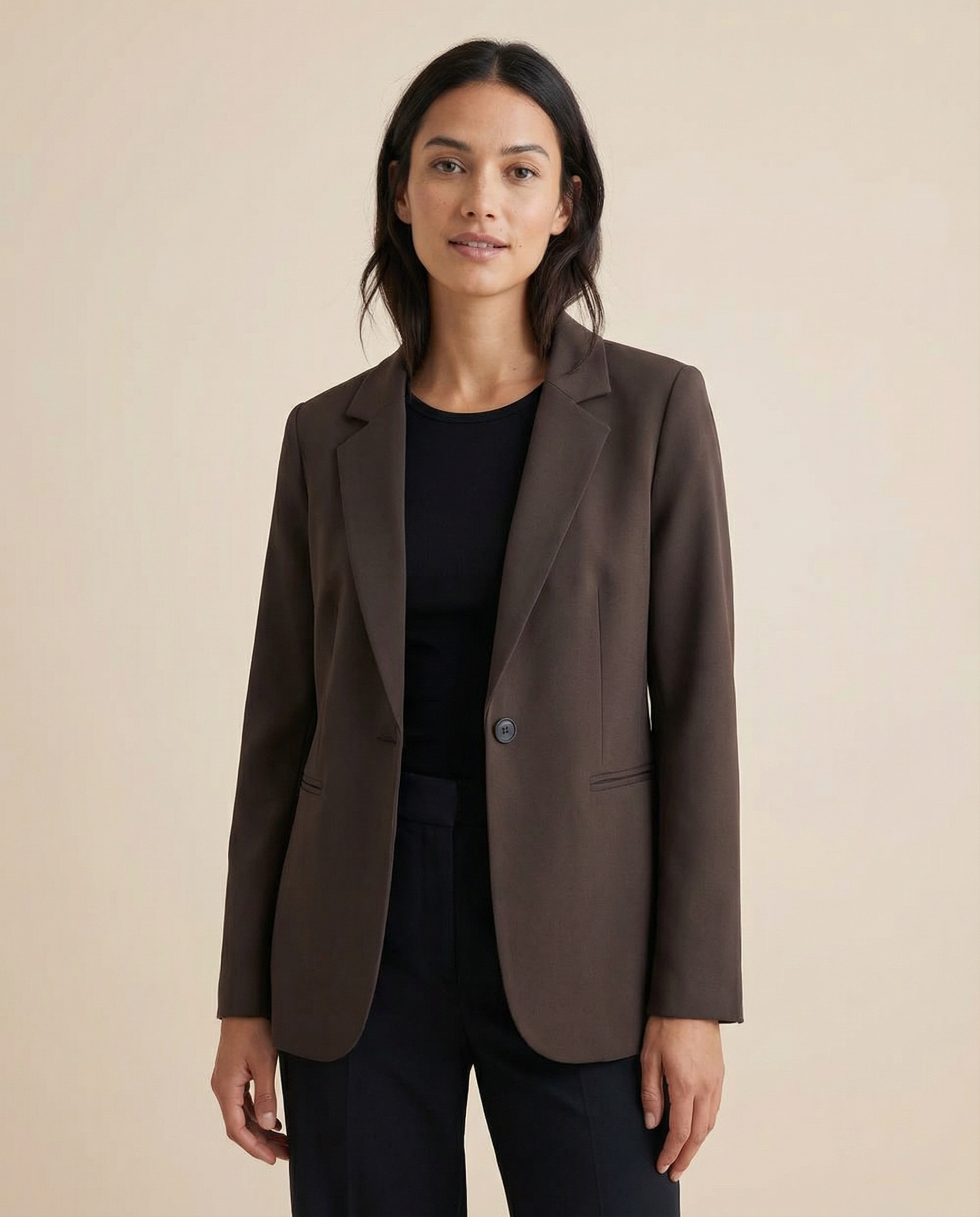 Korean Fashion Blazer – Tailored Dark Cocoa Slim Fit Jacket 0