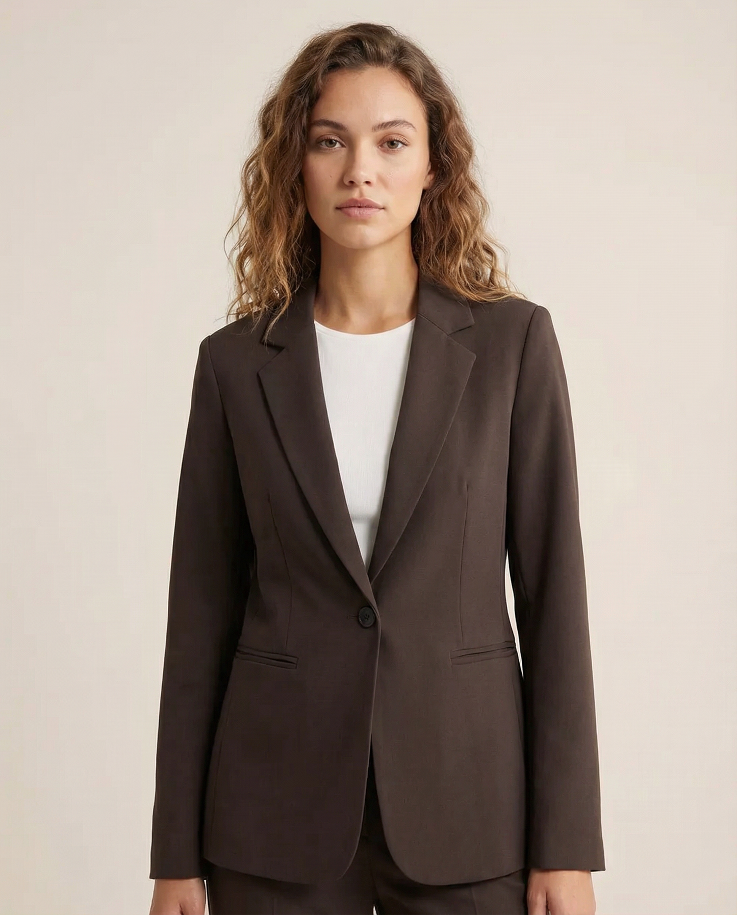 Korean Fashion Blazer – Tailored Dark Cocoa Slim Fit Jacket 1