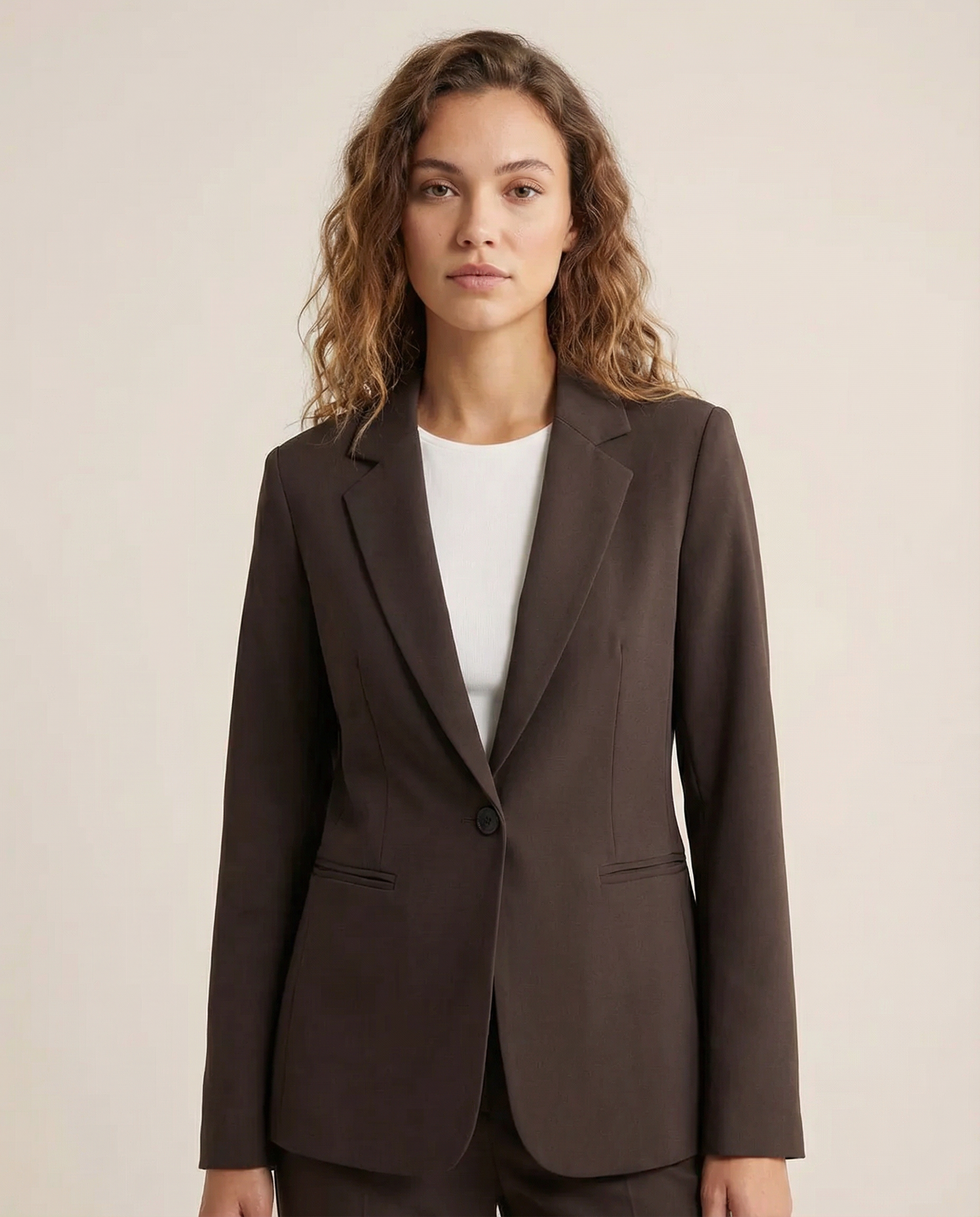 Korean Fashion Blazer – Tailored Dark Cocoa Slim Fit Jacket 1