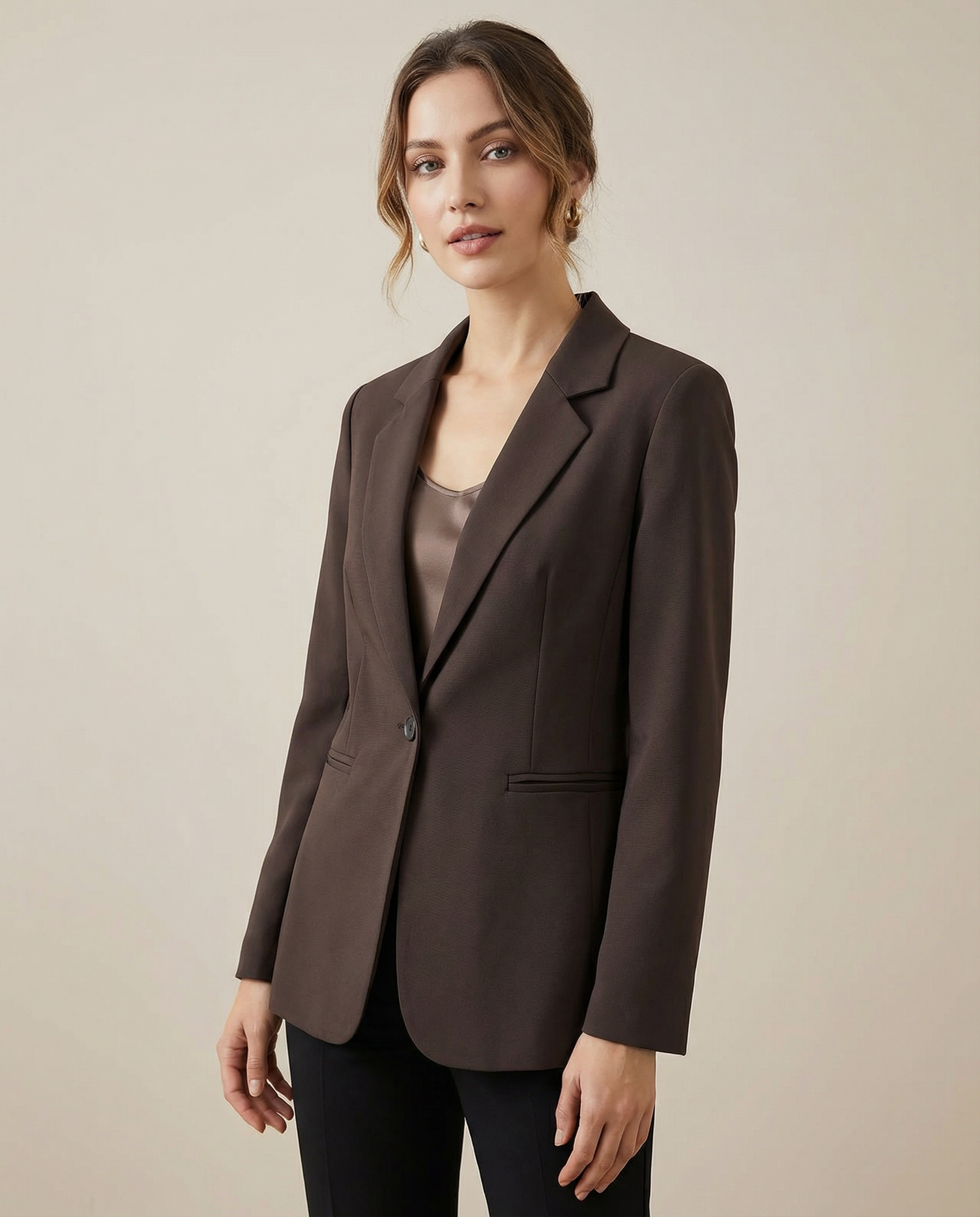 Korean Fashion Blazer – Tailored Dark Cocoa Slim Fit Jacket 3