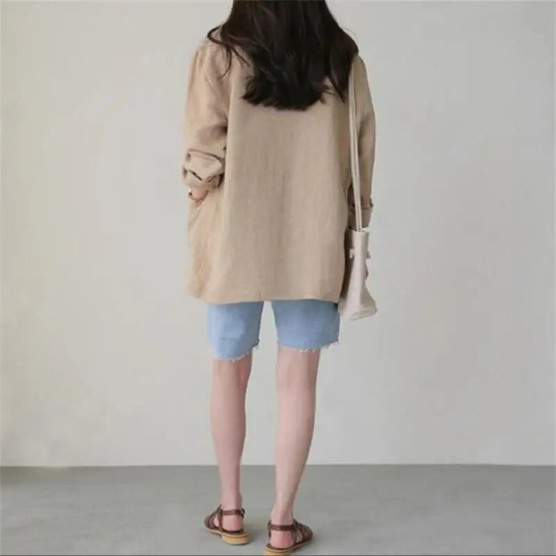 Korean Herringbone Blazer – Lightweight Linen for Effortless Spring Style 5