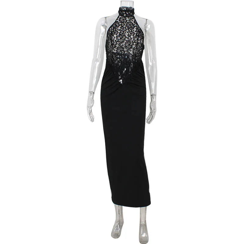 Lace Halter Maxi Dress – Sculpted Elegant Evening Dress for Women 5