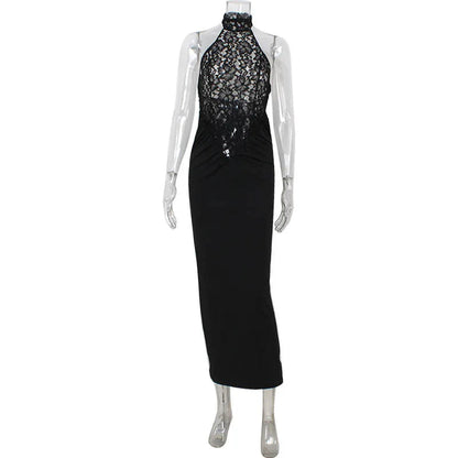 Lace Halter Maxi Dress – Sculpted Elegant Evening Dress for Women 5
