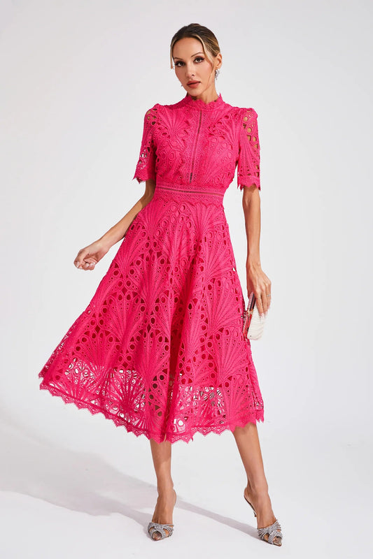 Lexi | Elegant Lace Midi Dress for Women 0