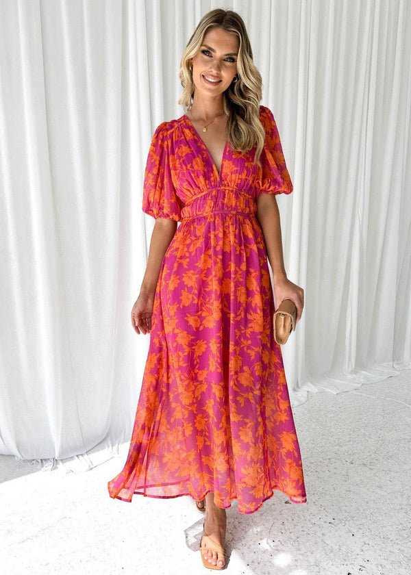 Light Summer Floral Midi Dress For Summer Wear