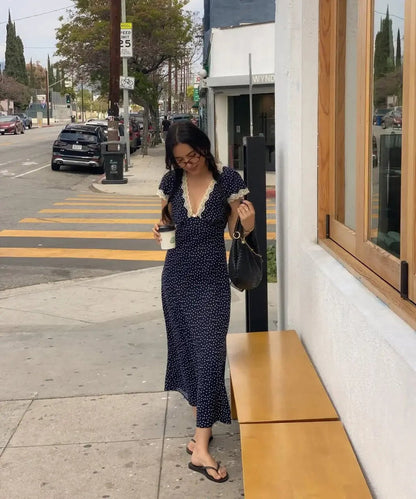 Lightweight Polka Dot Midi Dress 0