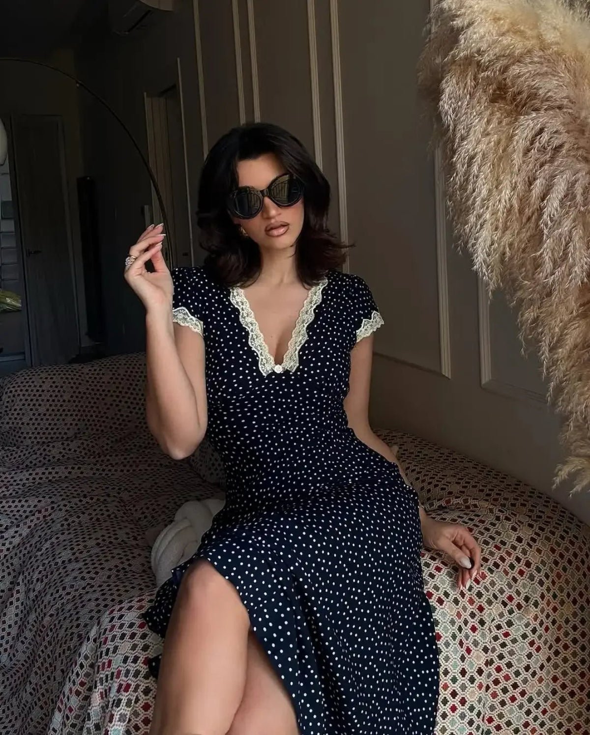 Lightweight Polka Dot Midi Dress 2