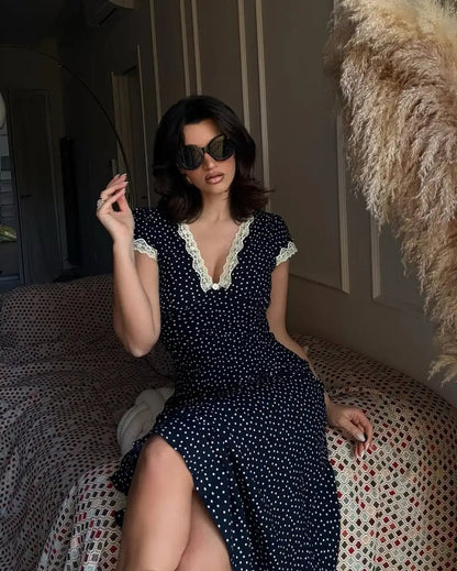 Lightweight Polka Dot Midi Dress 2