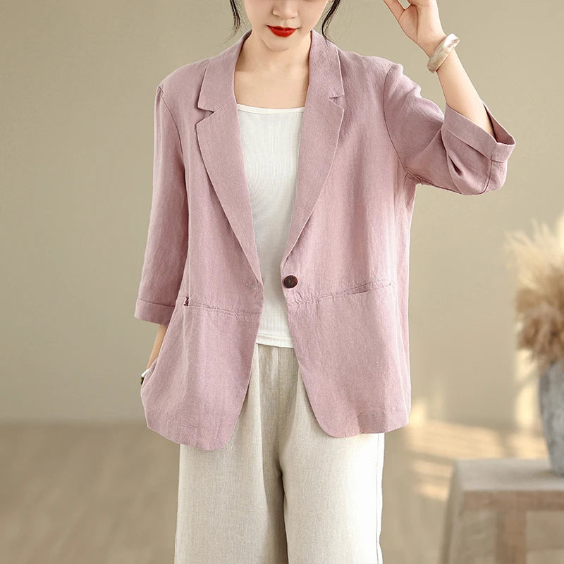 Lina Blazer – Lightweight Cotton Linen for Casual Spring Elegance 0