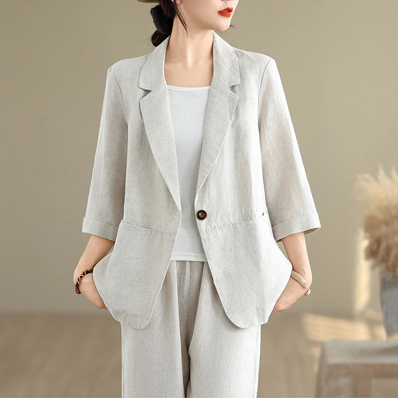 Lina Blazer – Lightweight Cotton Linen for Casual Spring Elegance 3