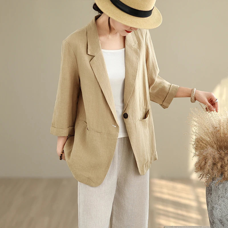 Lina Blazer – Lightweight Cotton Linen for Casual Spring Elegance 4