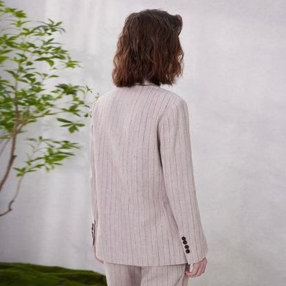 Linen Blazer Suit – Stylish Stripe Design for Elegant Office Attire 6