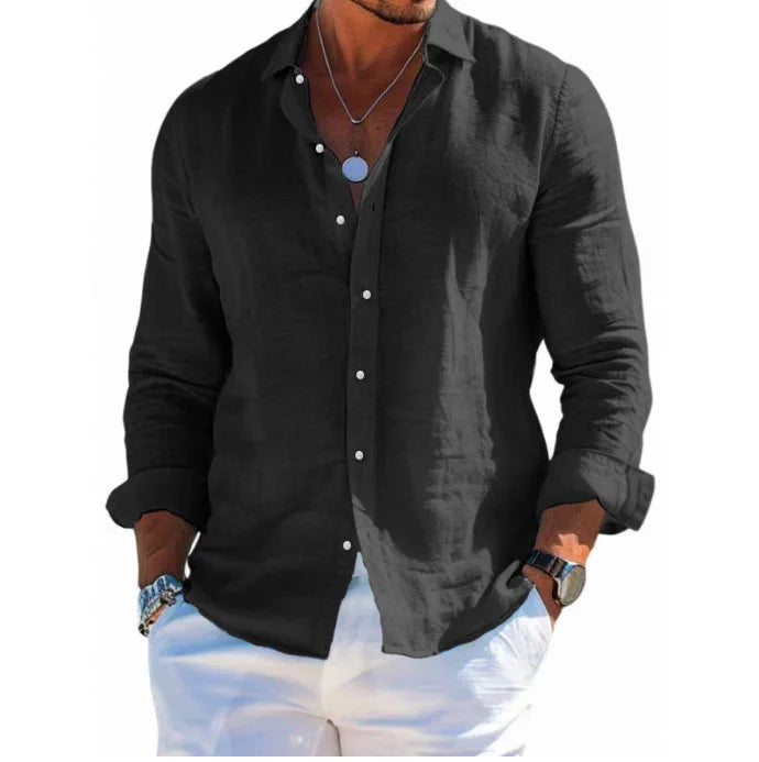 Linen Casual Shirt – Breathable Turn Down Collar for Summer Outings 0