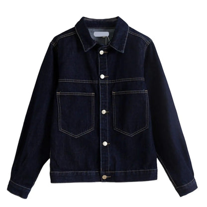 Giacca in Denim con Vestibilità Rilassata e Dettaglio Colletto a Contrasto