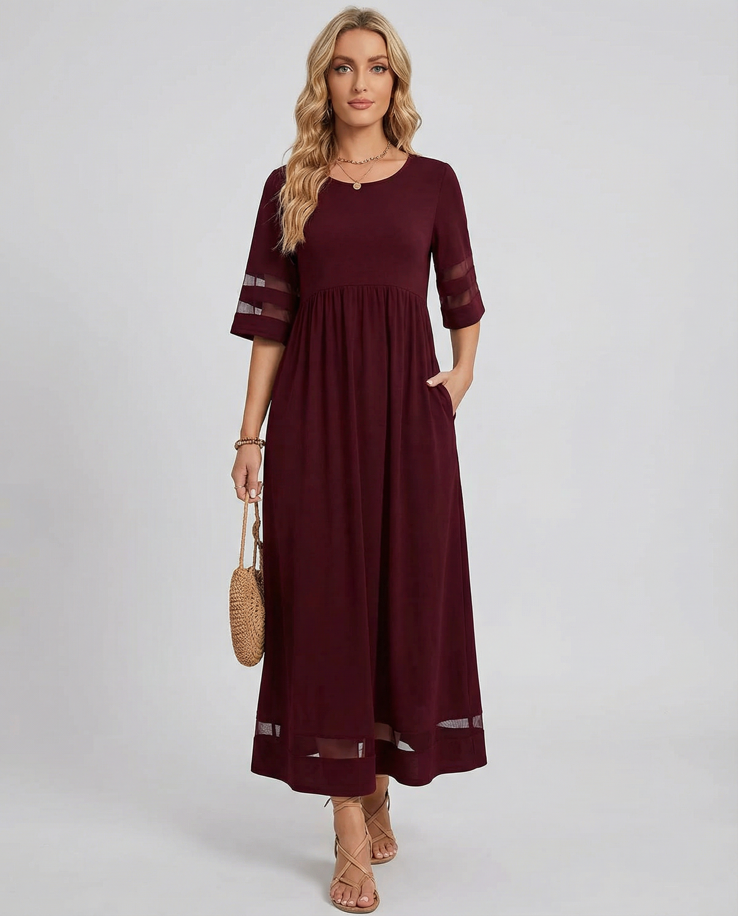 Luna Sheer O-Neck Dress – Versatile Casual Office Attire 1