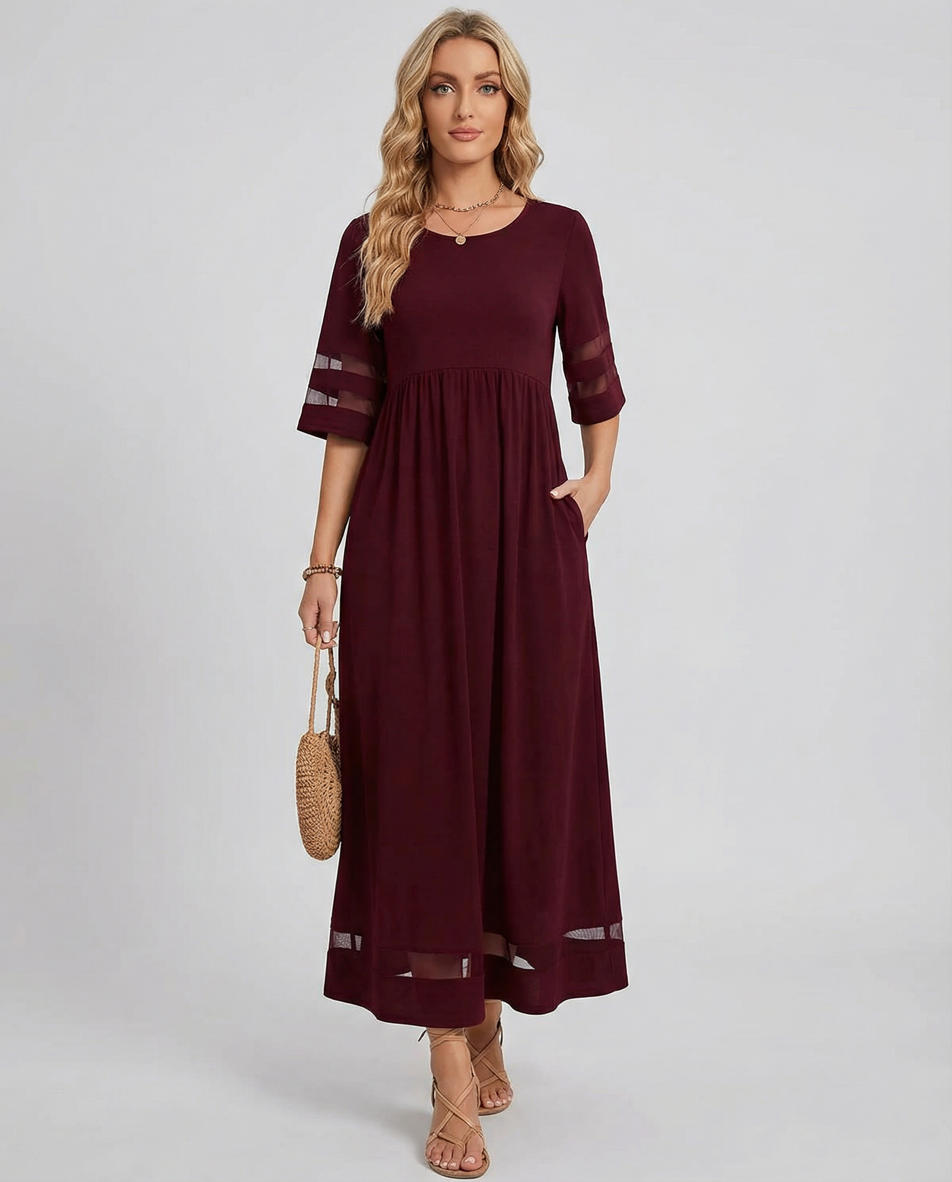 Luna Sheer O-Neck Dress – Versatile Casual Office Attire 1