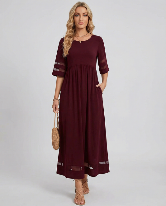 Luna Sheer O-Neck Dress – Versatile Casual Office Attire 1