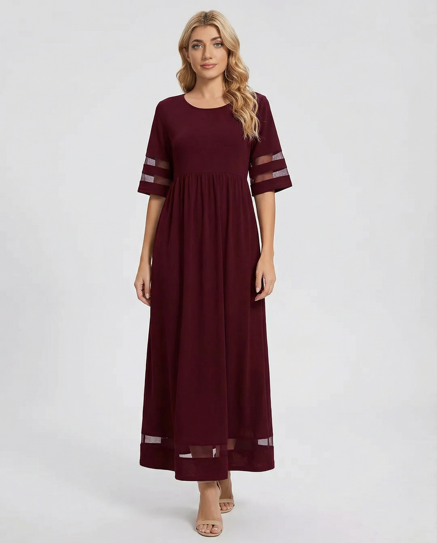 Luna Sheer O-Neck Dress – Versatile Casual Office Attire 3
