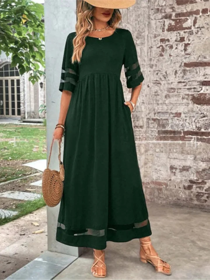 Luna Sheer O-Neck Dress – Versatile Casual Office Attire 4
