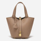 Luxe Taupe Leather Bucket Bag 1