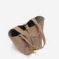 Luxe Taupe Leather Bucket Bag 3